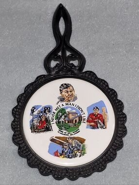 Vintage Will Rogers Framed Ceramic Tile Trivet mid-century Vtg